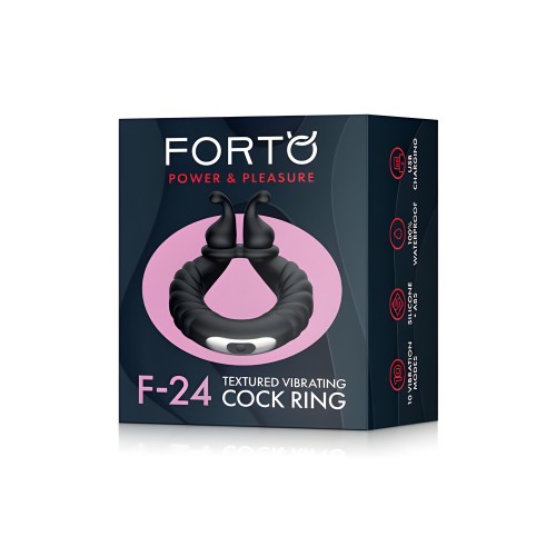 Forto F-24 Silicone Textured Vibrating Cock Ring Black