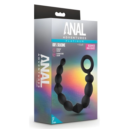 Anal Adventures Platinum Silicone Beginner Anal Beads Black