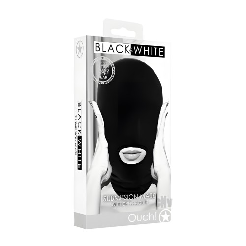 Ouch! Black & White Submission Mask With Open Mouth Black