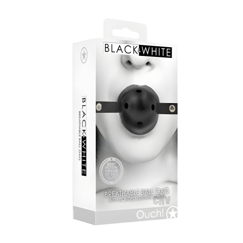 Ouch! Black & White Breathable Ball Gag