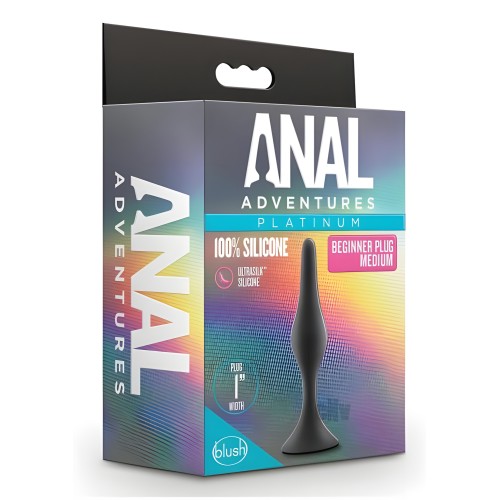 Anal Adventures Platinum Silicone Beginner Plug Medium Black