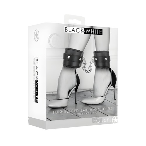 Esposas Negras y Blancas de Cuero Sintético con Forro de Piel