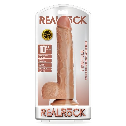 Dildo Realrock Recto con Bolas 10 Tono Beige