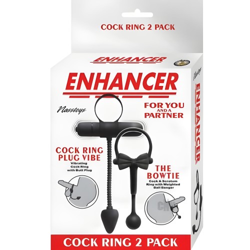 Paquete de 2 Cockrings Enhancer - Negro