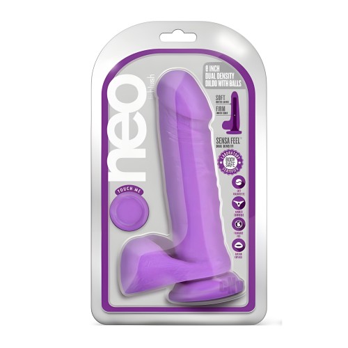 Dildo Dual Density Neo 8 Pulgadas Púrpura Neón