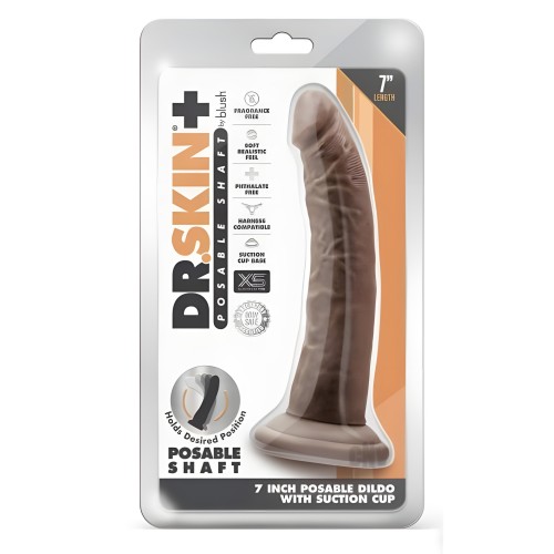 Dildo Posable Dr Skin Plus - 7" Chocolate