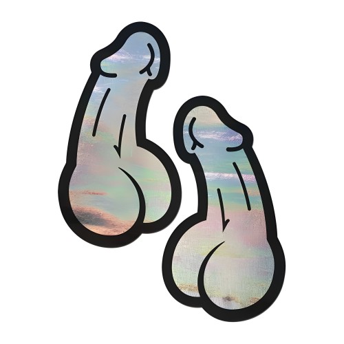 Pastease Penis: Holographic Silver Dick Nipple Pasties