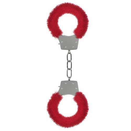Ouch Furry Pleasure Handcuffs Red