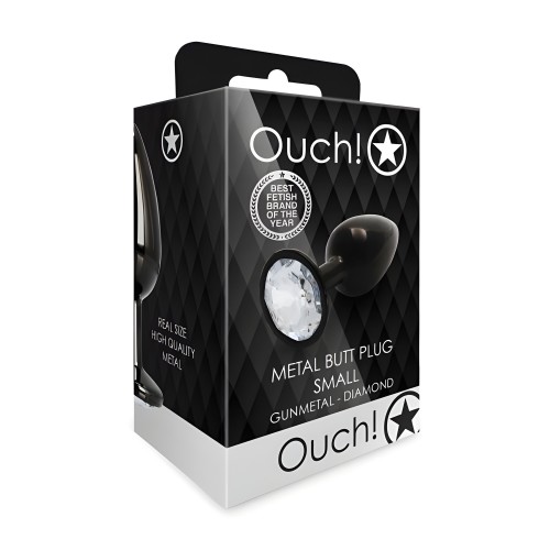 Plug Anal Shots Ouch! Redondo con Joya Pequeño Gunmetal/Diamante