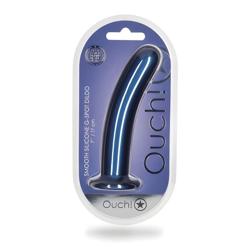 Dildo G-spot de Silicona Suave 7 In. Azul Metálico Ouch!