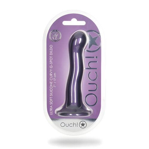 Shots Ouch! Dildo Curvo G-spot 7 Pulgadas de Silicona Ultra Suave Morado Metálico