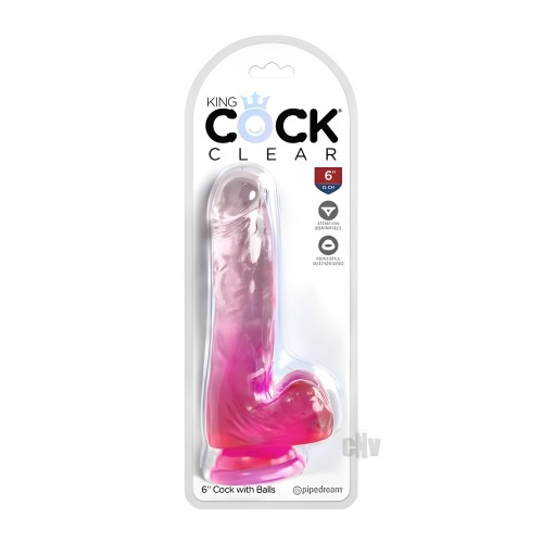 Kc 6 Cock Clear W/balls Pink
