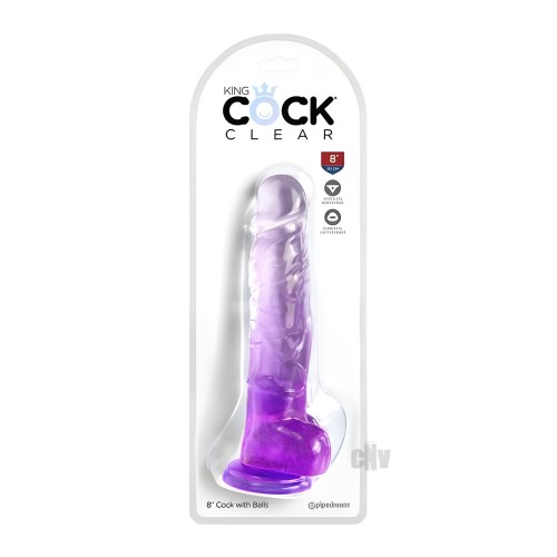 Dildo King Cock Clear de 8" - Púrpura