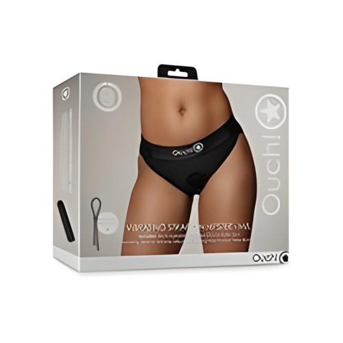 Shots Ouch Vibrating Strap On Hipster - Black M/L