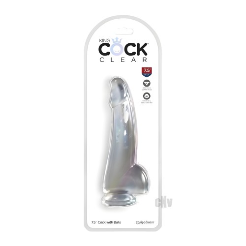 King Cock Clear With Balls 7.5in Clear