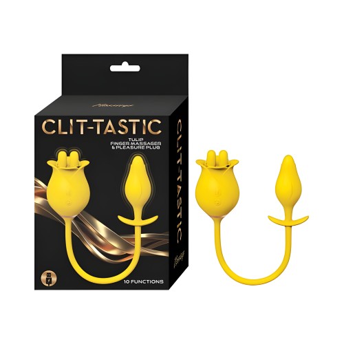 Masajeador de Dedo Clit-tastic Tulip y Plug de Placer - Amarillo