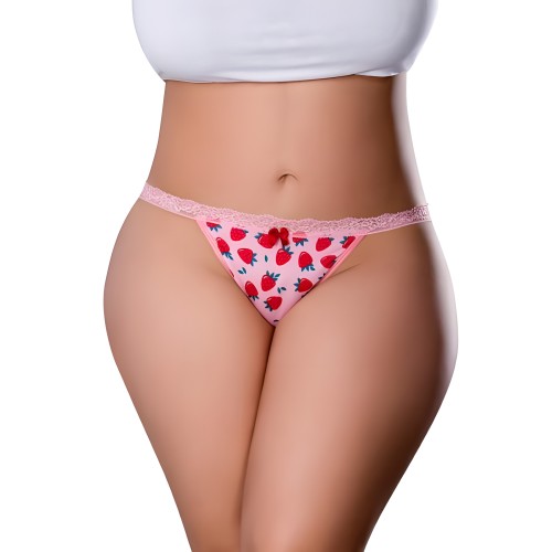 Panty Crotchless Magic Silk Sweet Treats - Fresa - Talla Reina