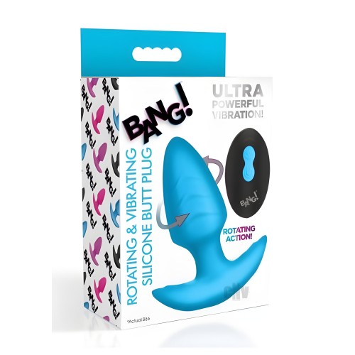 Plug Anal de Silicona Rotatorio y Vibrante Azul