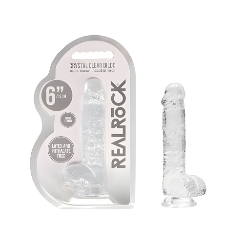 Dildo Realista Crystal Clear 6 con Bolas - Transparente