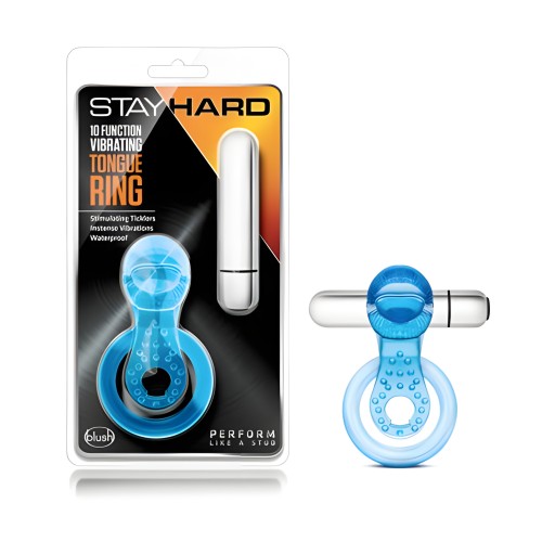 Anillo Vibrador para el Lengua de 10 Funciones Stay Hard - Azul