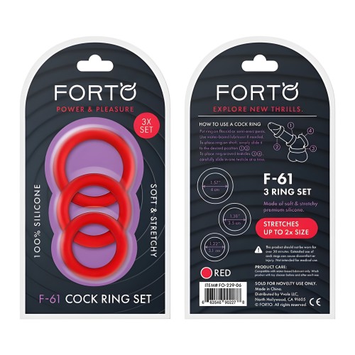 Set de 3 Anillos FORTO F-61 Rojo
