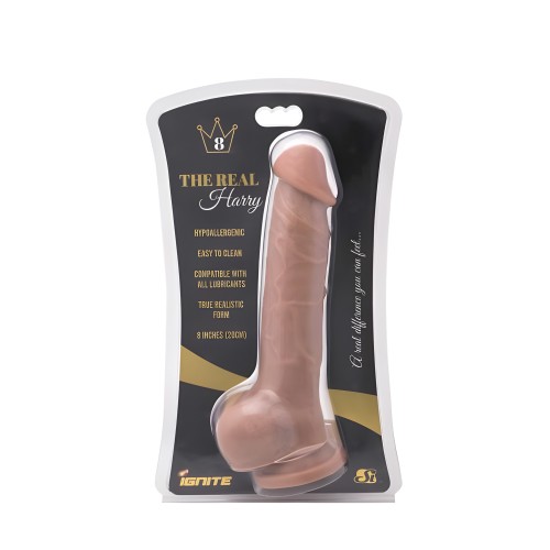 Si Real Harry Dildo w/Balls 8in Caramel