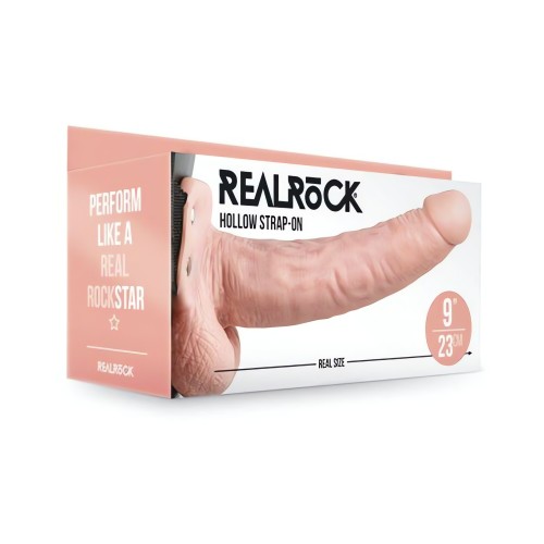Realrock Hollow Strap-on Con Bolas 9 Pulgadas Vainilla