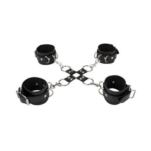 Ouch! Esposas de Cuero para Manos y Piernas Negras