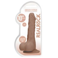 Dildo Realista Real Rock Con Testículos - 10" - Mocha