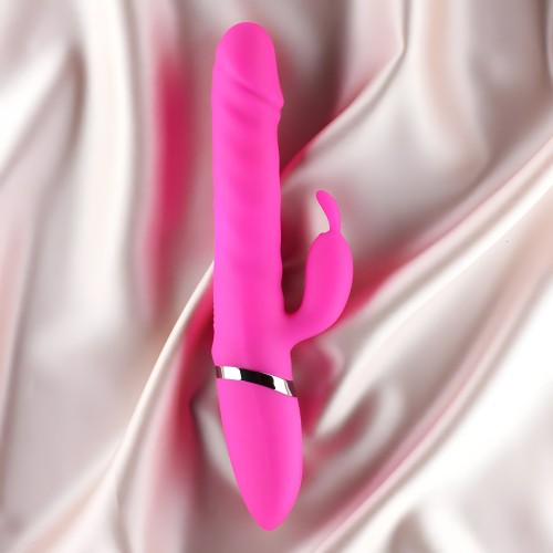 Ruby Vibrador Conejito con Movimiento de Empuje Rosa
