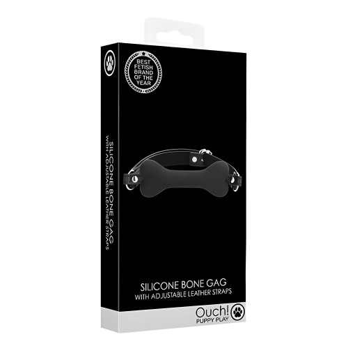 Gag de Silicona en Forma de Hueso Shots Ouch Puppy Play - Negro