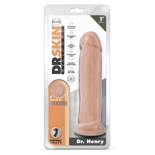 Dildo Dr. Skin Dr. Henry con ventosa de silicona 9 In. Vainilla