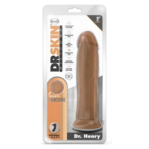 Dildo Dr. Skin Dr. Henry Con Base de Succión Silicona 9 Pulgadas Mocha