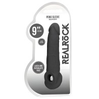 Real Rock Penis Extender With Rings - 9" - Chocolate
