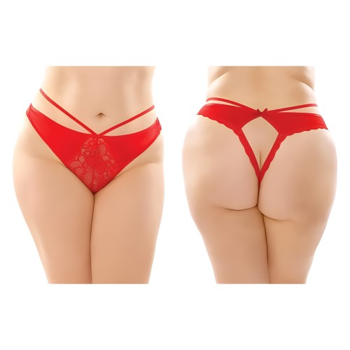Kalina Strappy Microfiber and Lace Thong 6-pack - Red