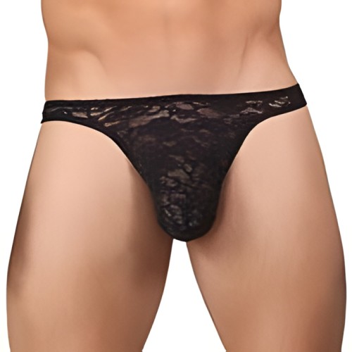 Male Power Bong Thong Stretch Lace Black Small/Medium