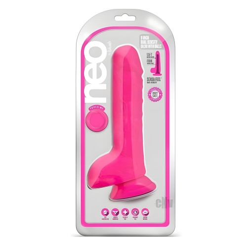 Neo Dual Density Dildo 9` Neon Pink