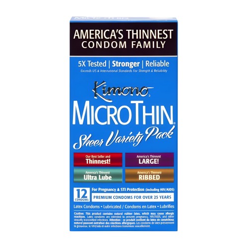 Kimono Mico Thin Variety 12 Pack Condoms - Safe Sex
