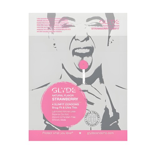 Glyde Slimfit Natural Flavored Strawberry Condom 4pk