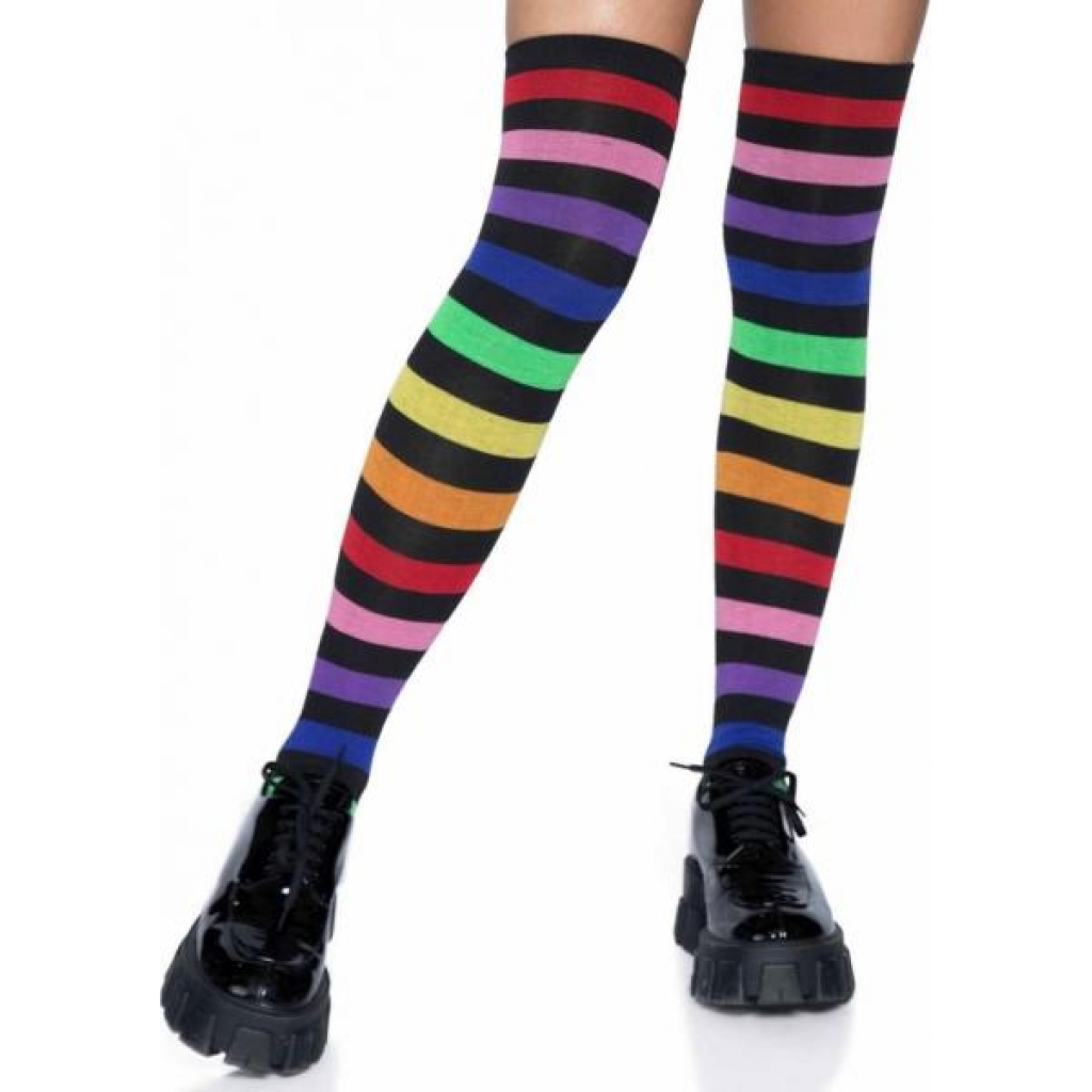 Acrylic Rainbow Thigh High Socks Os - Leg Avenue Inc.