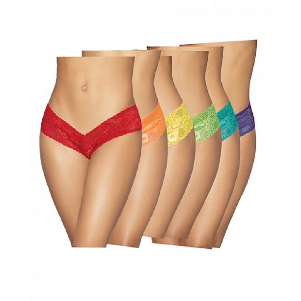 6 Pc Low Rise Neon Pride Panty Pack Asst. Colors O/s - Escante Inc