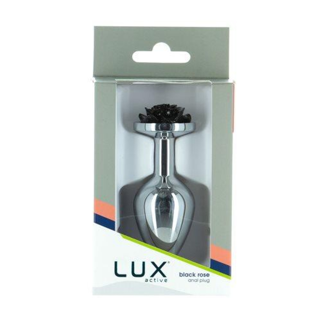 Lux Active Black Rose 3.5in Metal Butt Plug Medium - Bms Enterprises