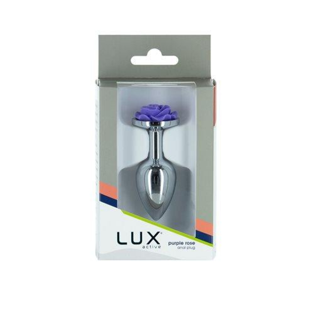 Lux Active Purple Rose 3.5in Metal Butt Plug Small - Bms Enterprises
