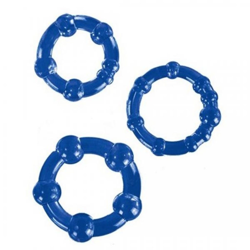 Beaded C Rings 3 Pieces Blue - Blush Novelties