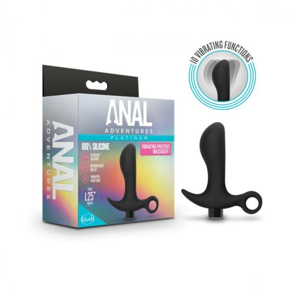 Anal Adventures Platinum Silicone Vibrating Prostate Massager 1 Black - Blush Novelties