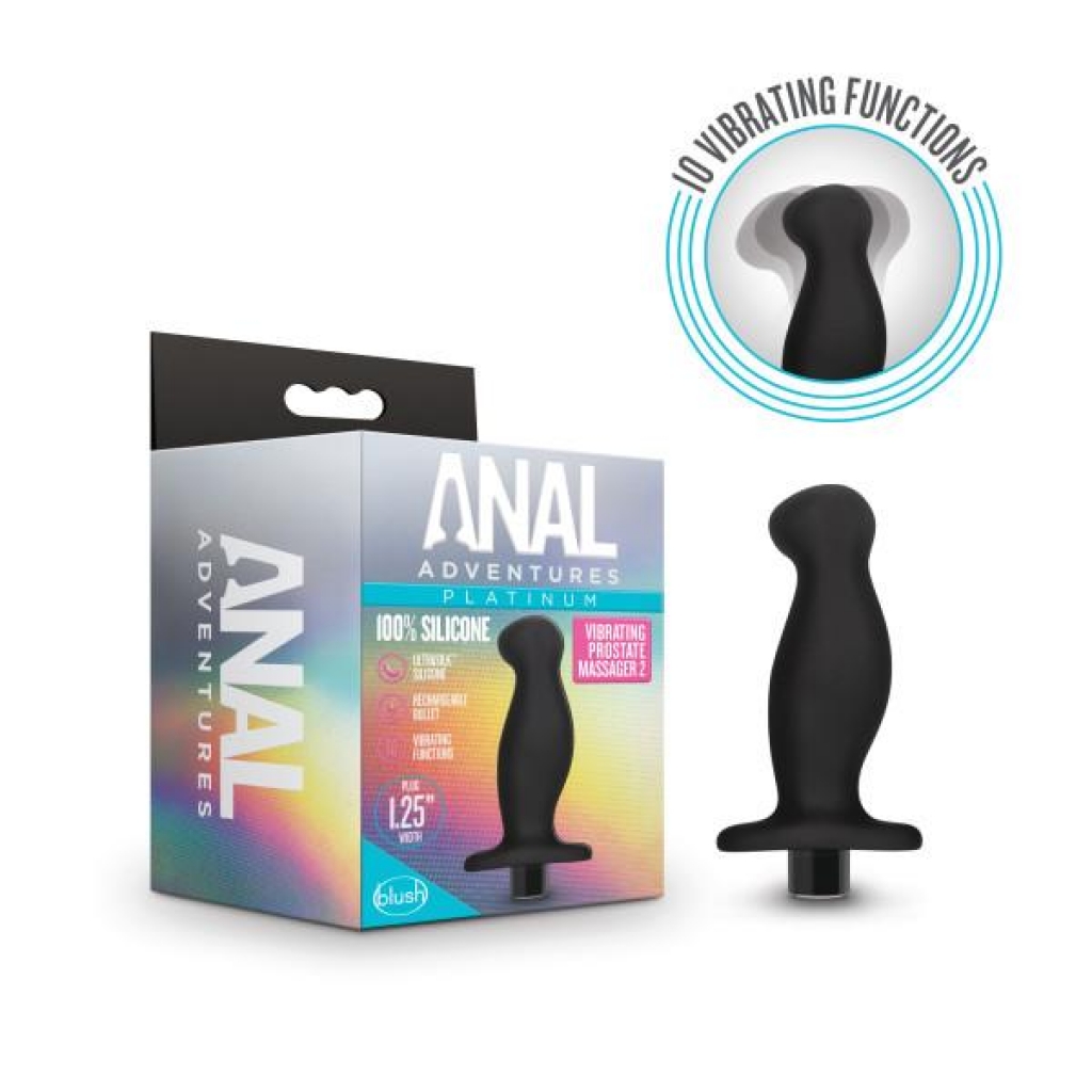 Anal Adventures Platinum Silicone Vibrating Prostate Massager 02 Black - Blush Novelties