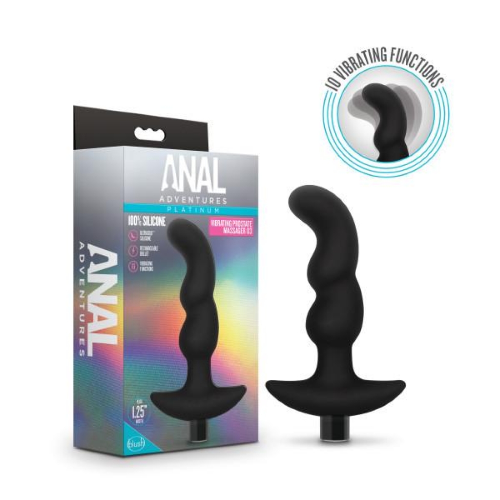 Anal Adventures Platinum Silicone Vibrating Prostate Massager 03 Black - Blush Novelties