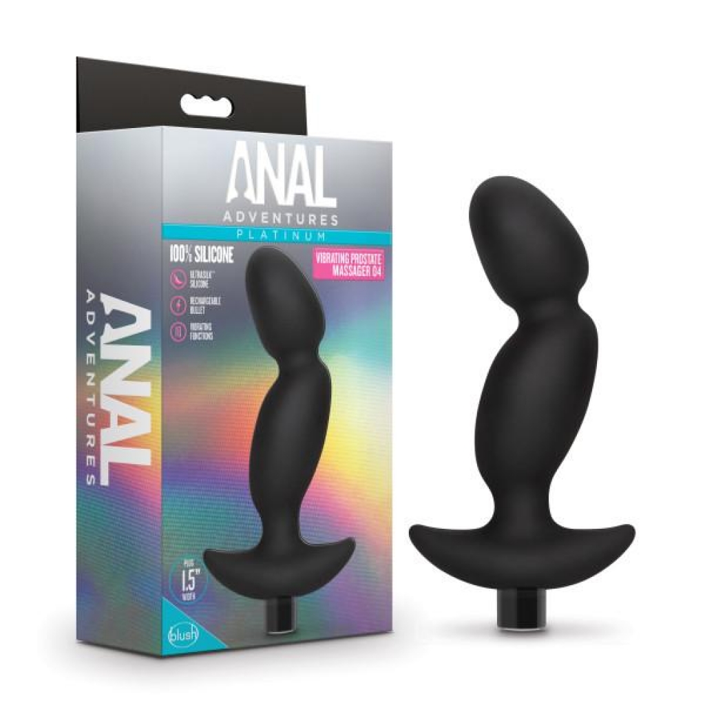 Anal Adventures Platinum Silicone Vibrating Prostate Massager 04 Black - Blush Novelties