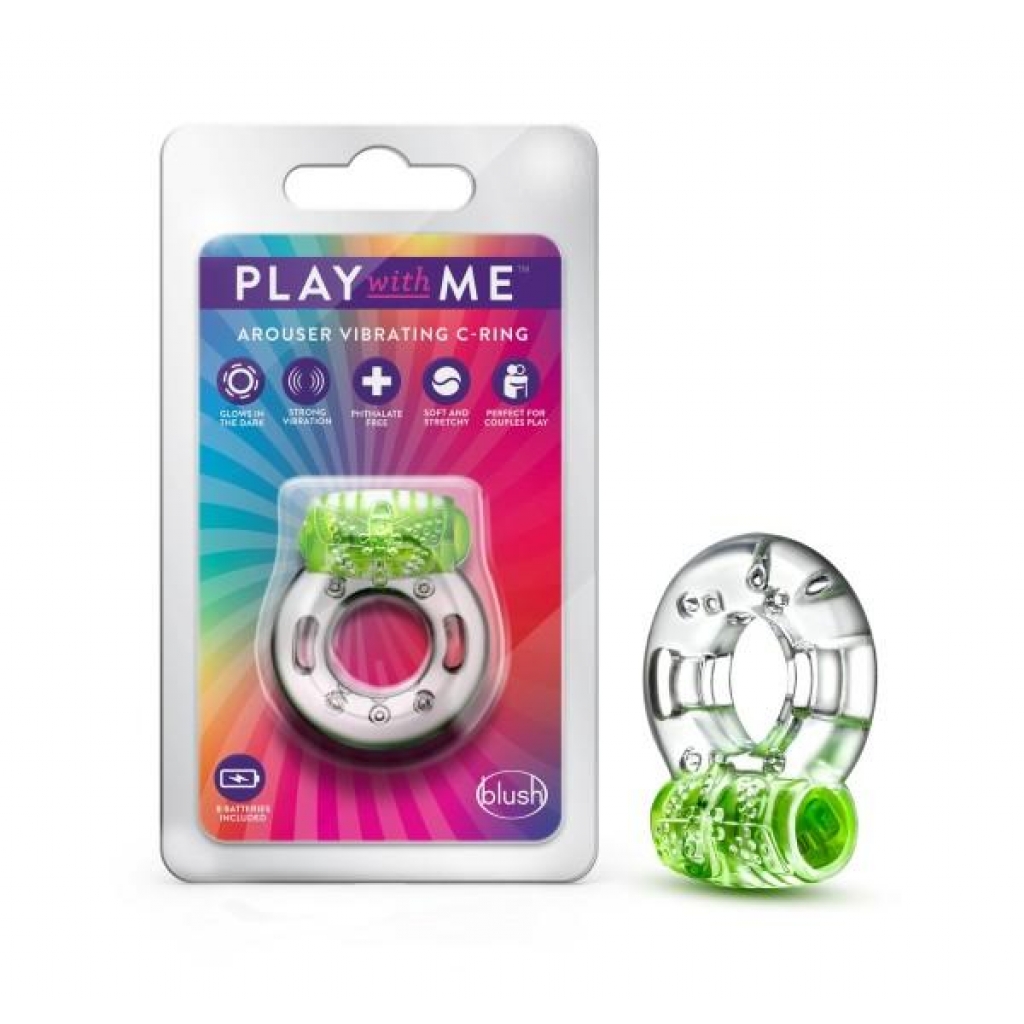 Play With Me Arouser Vibrating C-ring Green - Blush Novelties