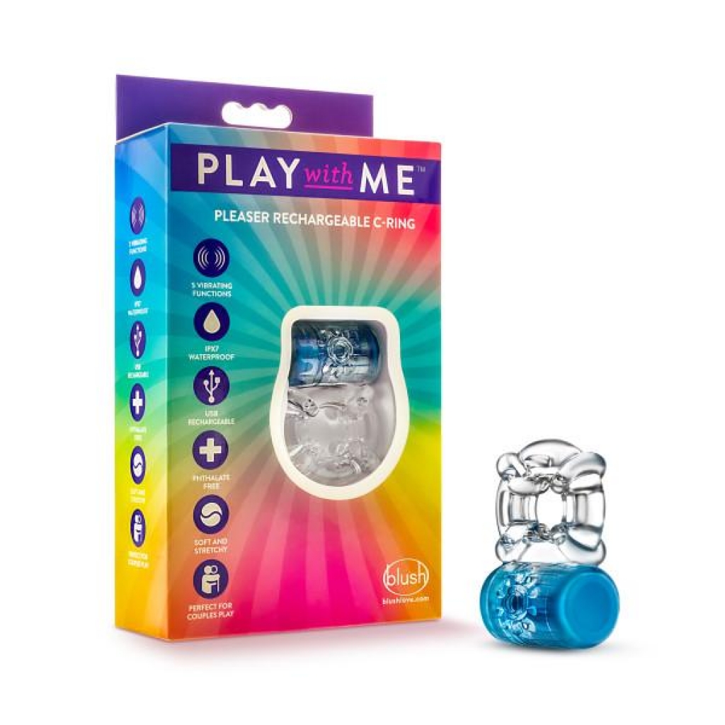 Play With Me Pleaser C-ring Blue Rechargeable - Blush Novelties